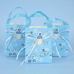 Gift Wrap 6pcs Baby Shower Bags Paper Candy Packaging Cookie Bag Kids Baptism Gender Reveal Favour Box Birthday