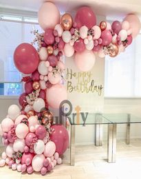 DIY Retro Pink Balloons Garland Arch Kit 4D Rose Gold Baby Pink White Balloon for Birthday Anniversary Weddings Party Decor Su9367673