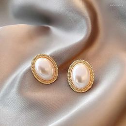 Backs Earrings 2024 Trendy Unusual Geometric Shape Pearl Clip On For Woman Non Pierced Exquisite Fashion Jewellery Party