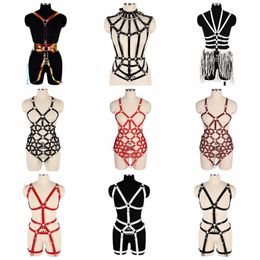 Sexy Underwear Set Harajuku Sling Punk Leather Womens Body Binding Cage Bra Sculpture Waist Sling 240425