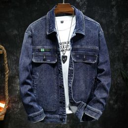 Denim Jacket Mens Trendy Street Loose Fitting Clothing Style Personalized Dark Coat