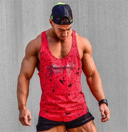 New Tank Tops Sleeveless Vest Top Undershirt Casual Fitness Mens Casual Print Bodybuilding Red Gray Black5476400