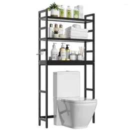 Storage Boxes 3-Tier Bamboo Over-The-Toilet Shelf With Adjustable Shelves & Hooks Bathroom Space Saver Rack Toilet Paper Towels And