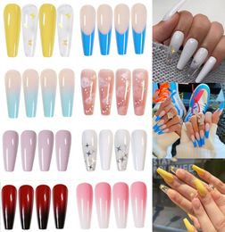 24pcs Professional Fake Nails Long Ballerina Half French Acrylic Nail Tips Press On Nails Full Cover Manicure Beauty Tools1779101