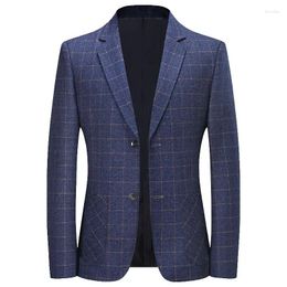 Men's Suits Spring Autumn Men Black Plaid Business Casual Blazers Jackets Male Quality Coats Man Slim Fit 4X