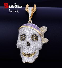 Men039s Skull Pendant Necklace Personality Chain Gold Silver Iced Out Cubic Zirconia Hip hop Rock Jewelry1086751