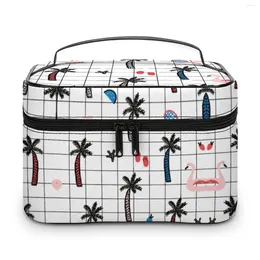 Cosmetic Bags Customised Pattern Makeup Bag Beach Style Plaid Women Multifunction Toiletries Organiser Storage