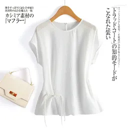 Women's Blouses Chinese White Silk Blouse For Female Heavy National Wind Buckle Wild Shirt Product D4203