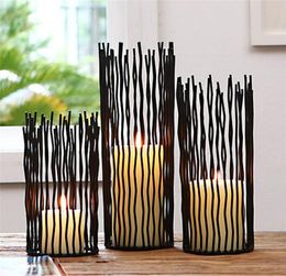 Hollow Black Bohemian Style Metal Desk Stand Candle Holders Wedding Candlestick Morocco Tealight Holder Home Decoration6684634