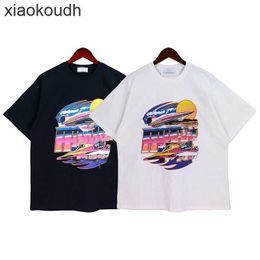 Rhude High end designer T-shirts for Chaopai Yacht Colorful Letter Printing Short Sleeve T-shirt for Men and Women High Street Half Sleeve With 1:1 original labels