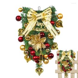 Decorative Flowers Upside Down Artificial Christmas Tree Swag Unique Teardrop Door Wreath For Holiday Outdoor Home Garden Decoration