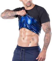 Men039s Body Shapers Men Sauna Heat Trapping T Shirt Training Waist Shaper Short Sleeve Tops Work Out Corset8153118