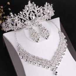 Luxury Designer Jewellery Sets for Bride Wedding Party Crystal Crowns Necklace Earring Sets Headbands Shining Rhinestone Headpieces Tiara 275V