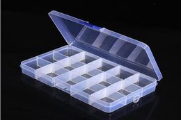 Adjustable Compact 15 Grids Compartment Plastic Tool Container Storage Box Case Jewelry Earring Tiny Stuff Boxes Containers3662095
