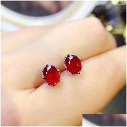 Stud Earrings Designer Ruby Sier 925 Womens Jewellery Female Aesthetic Delivery On Gemstones Drop Otmjg