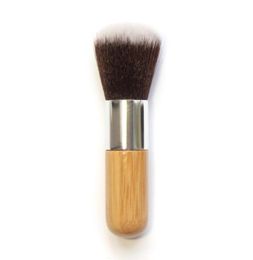 Wood Handle Makeup Foundation Brush Flat Bamboo Handle Round Top Soft Brush Multifunction Powder Foundation Blusher Brush RRA9964507812