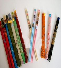 Whole 20pcs10 Pairs Chinese Handmade Vintage Wood Chopsticks With Silk Covers6054474