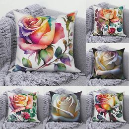 Pillow Rose Flower Throw Pillowcase 3D Printing Pattern Cover Modern Sofa Square Home Decor