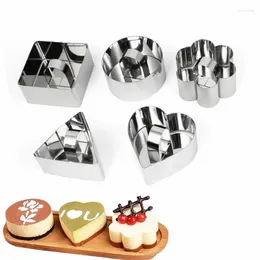 Baking Moulds 5pcs Stainless Steel 3D Cake Non-Stick Rice Ball Salad DIY Bakeware Cupcake Mould Dessert Mousse Decorting Tools