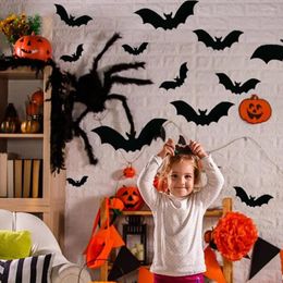 Party Decoration Halloween Hanging Bat Glow Dark Spooky Decorations Realistic Black With Glowing For Home