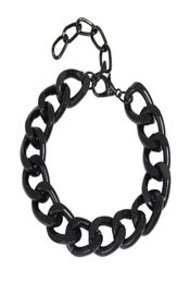 Punk Alloy Thick Black Chain Bracelet For Women Men Unsex Open Adjustable Rock Street Jewellery Accessories 5195352585887511310