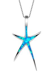 High Quality Beautiful Blue Fire Opal Starfish Pendant Solid 925 Sterling Silver Necklace For Women Jewellery Gift1979096