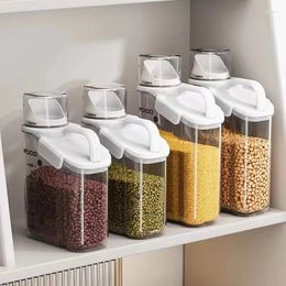 Storage Bottles Kitchen 2.5L Rice Tank Grain Box Clear Plastic Sealed With Handle Container Cereal Dispenser Scale