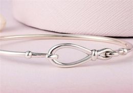 Highquality 100 925 Sterling Silver Infinity Knot Bangle for European Style Charms and Beads241Z7619961