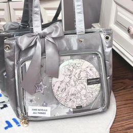 Drawstring Xiuya Silver Womens Shoulder Bag Lolita Jk Large Capacity Japanese Style Tote Fashion Harajuku Female Transparent Handbag