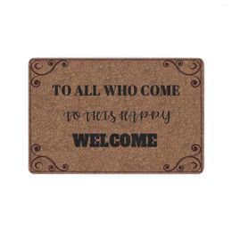 Carpets To All Who Come This Happy Place Welcome Doormat Outdoor Porch Patio Front Floor Christmas Decoration Holiday Rug Door Mat