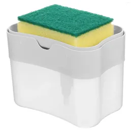 Liquid Soap Dispenser 2-In-1 Hand Pump Sponger Holder Manual Press Cleaning Container Organizer Kitchen Gadget