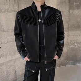 Men's Jackets SYUHGFA Male Korean Stylish Personality Bright Surface Solid Color Men Coat Casual Clothing 2024 Spring