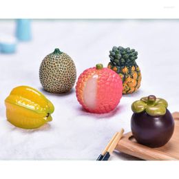 Decorative Figurines Cute Simulation Fruit Peach Strawberry Lemon Watermelon Pineapple Resin Model Home Decor DIY Miniature Accessories