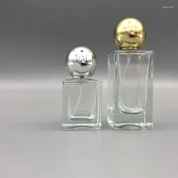 Storage Bottles 5pcs 30ML 50ML Gold And Silver Ball Cap Premium Perfume Bottle Pressing Cosmetic Spray Glass Refillable Free Packing Tool