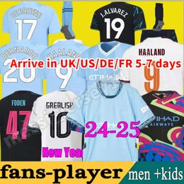 24 25 Haaland Soccer Jerseys Mans Cities Final Istambul Kit Mahrez Grealish de Bruyne Foden Football Shirt Kids 2023 2024