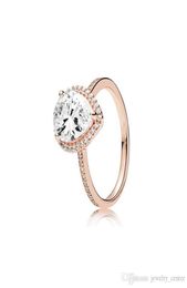18K Rose Gold Tear drop CZ Diamond RING Original Box for 925 Sterling Silver Rings Set for Women Wedding Gift Jewelry966789290004