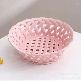 Plates Hand-Woven Fruit Plate Drain Basket Candy Snack Storage Tray Bread Pan Dessert Bowl Dish