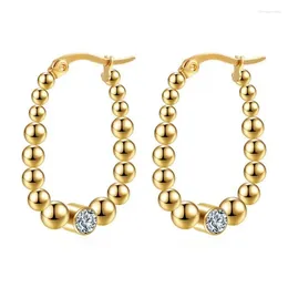 Dangle Earrings Minimalist Beads Hoop For Women Girls Gold Plated Metal Stainless Steel Earring Simple Ear Jewellery