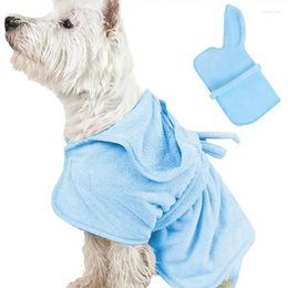 Dog Apparel Quick-Drying Towel With Hood Wearable Microfiber Pet Grooming Bath Dressing Gown Soft Machine Washable Robe