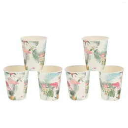 Disposable Cups Straws 18 Pcs Espresso Cup Flamingo Cake Wai Party Dinnerware Sets Beverage Hawaiian Paper Supplies Hawaiann Theme