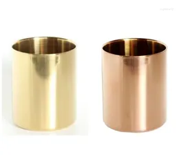 Mugs 20pcs 14oz Nordic Style Brass Vase Stainless Steel Pencil Cup Holder Pen Pot Makeup Brushes Desk Stationery Organiser