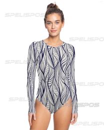 Women's Swimwear SPELISPOS One-Piece Round Swimsuit Long Sleeve Surfing Bodysuit Women Sand Swim Pool Suit For Sports Quick Drying
