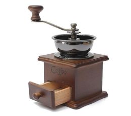 classical wooden manual coffee grinder stainless steel retro coffee spice mini burr mill with highquality ceramic millstone1841635