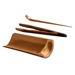 Teaware Sets 3pcs Bamboo Tea Set Teahouse Ceremony Utensil Kitchen Accessories