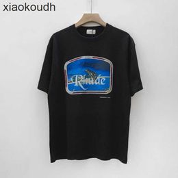 Rhude High end designer T-shirts for Trendy leisure high street hip hop summer new round neck short sleeve T-shirt With 1:1 real logo original labels