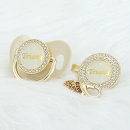 MIYOCAR custom gold pearl color bling pacifier and pacifier clip BPA free dummy bling unique gift baby shower PS-1 240423