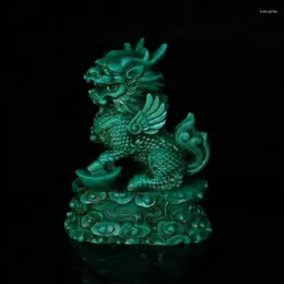 Decorative Figurines Chinese Natural Turquoise Handcarved Exquisite Kylin Statues