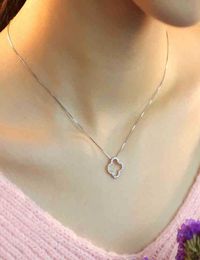 Clover Necklace 925 Silver Necklace Female Short Chainbone Chain Korean Fashion Diamond Pendant silver accessories whole6403851