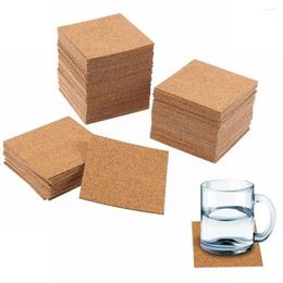 Table Mats 40Pcs Natural Cork Coasters Square Mat Wine Drink Coffee Tea Cup Self-Adhesive DIY Backing Sheet For Home Kitchen Bar