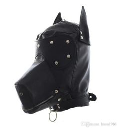 Masquerade Masks Leather Gimp Dog Puppy Hood Full Mask Mouth Gag Costume Party Mask Zipped Muzzel9001907